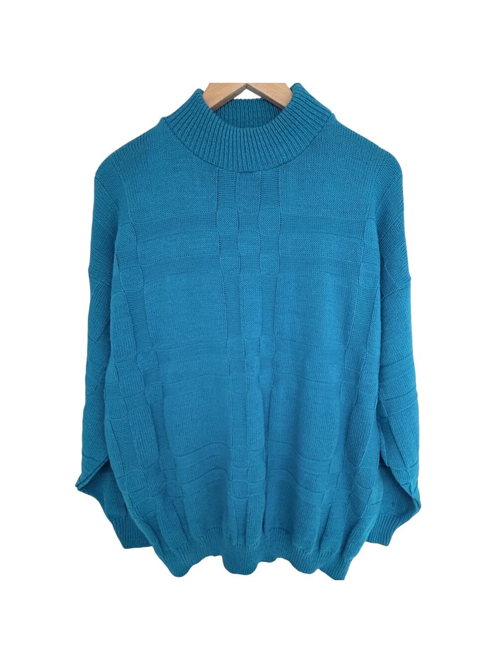 American Pride Mock Neck Sweater Womens 22W Blue USA Made Knit Pullover